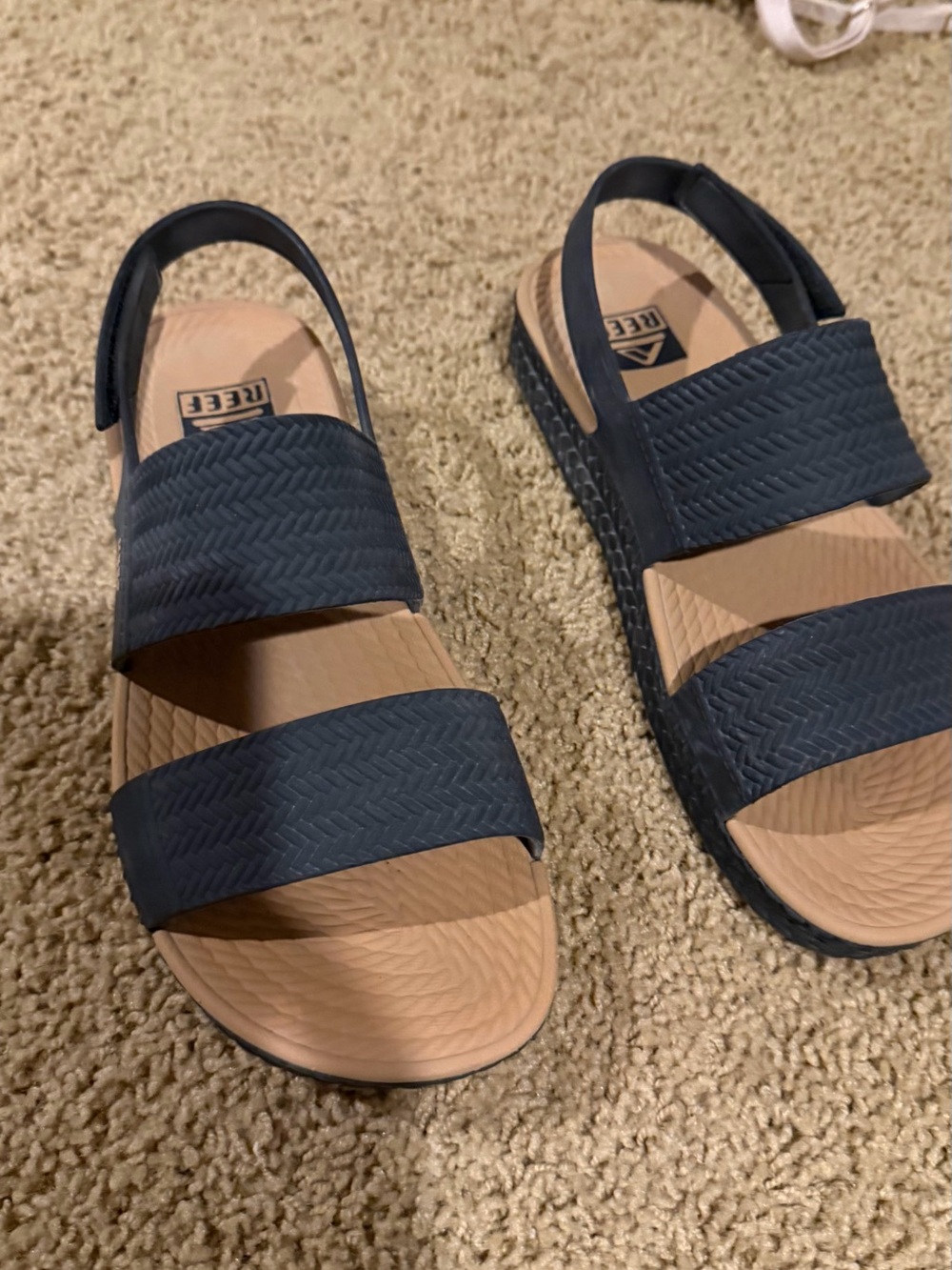 Reef black Double-Strap Sandals with Tan Footbed